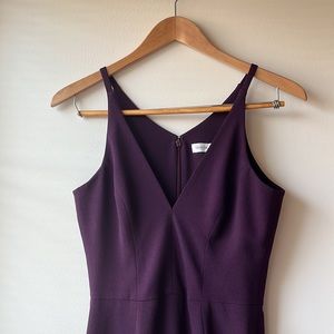 Dress the Population Plum Purple V-neck Stretch Midi Sheath Dress - Size Small